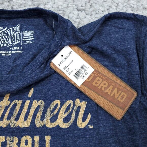 WVU Mountaineers Basketball Retro Brand College Long Sleeve Shirt Navy Large - Picture 4 of 9